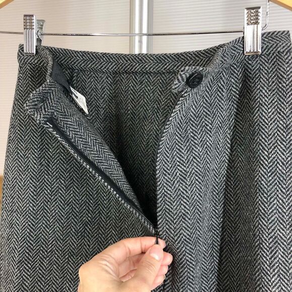 D&g DOLCE & GABANNA VINTAGE Grey Wool Herringbone Pencil Skirt Floral Embroidery - Picture 8 of 9